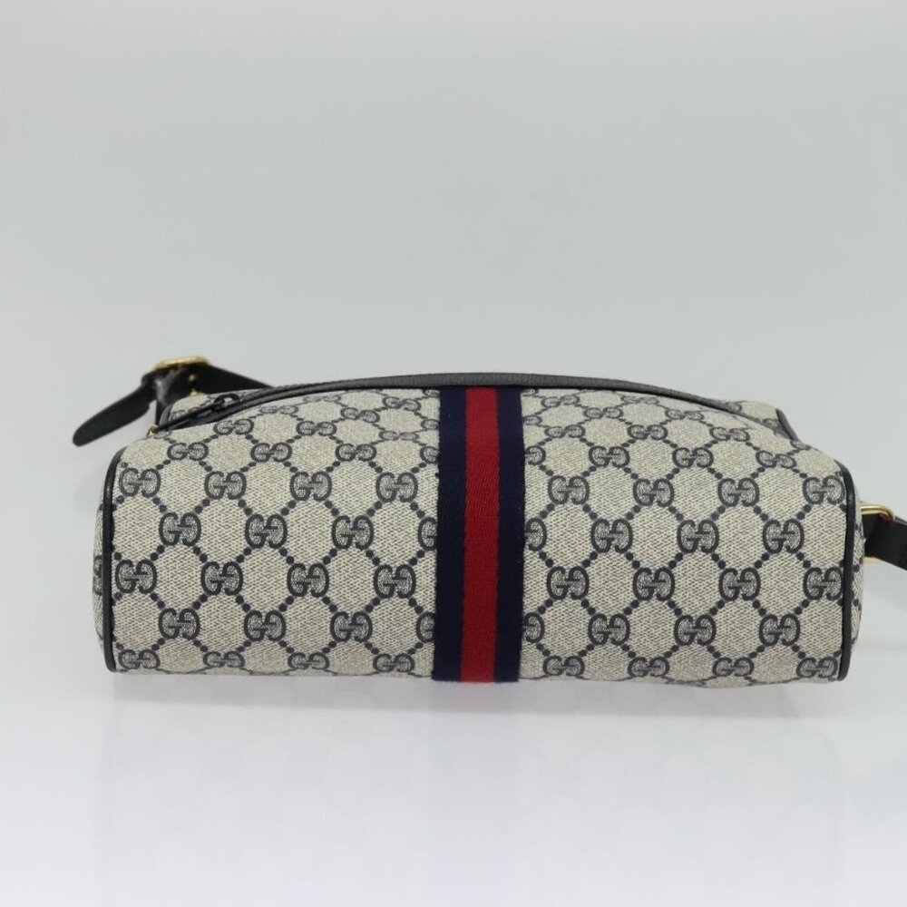 GUCCI GG Supreme Sherry Line Shoulder Bag PVC Navy Gold - Picture 11 of 16